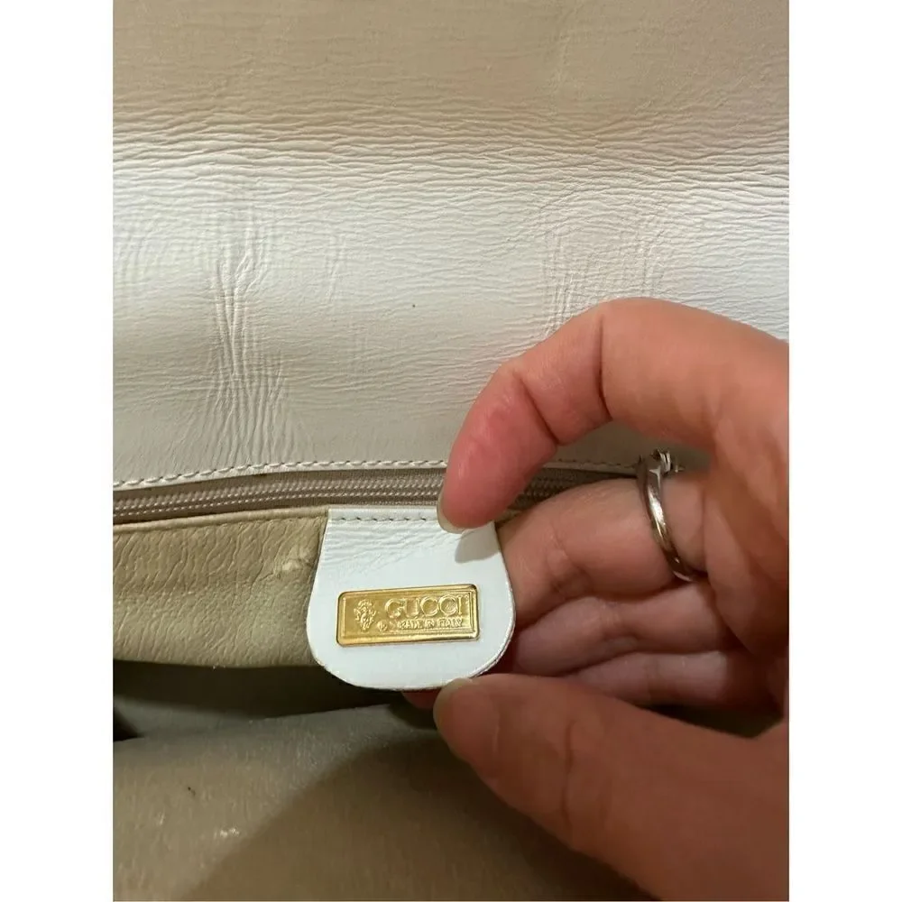 Gucci white Gg canvas and leather cross body bag